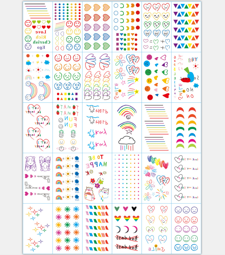 New Cartoon Finger Tattoo Sticker Ins Style Small Pattern Fresh Online Influencer Cute Color Tattoo Sticker Paper