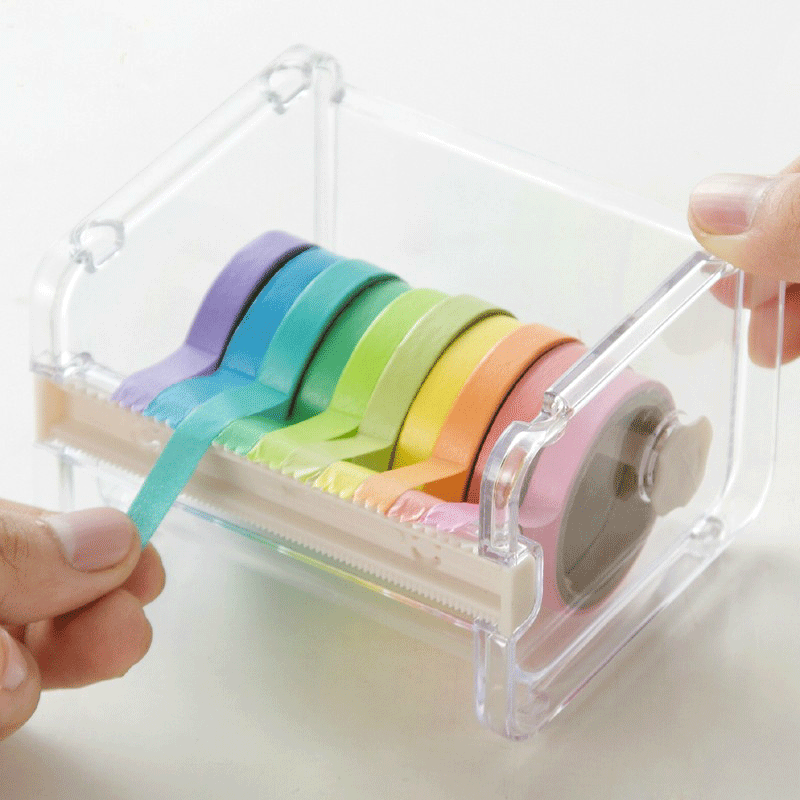 [Factory Direct Sales] Household Desk Tape Storage Box Cutter Office Stationery Storage Box Storage Box Multi-Purpose Tape Base