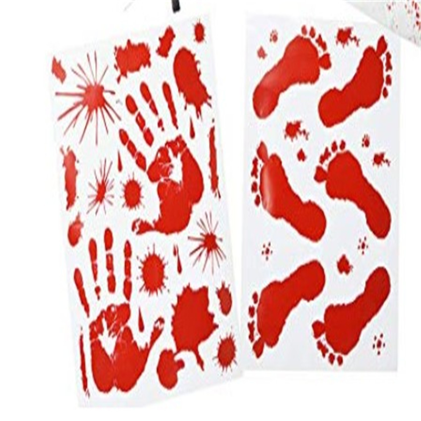 Halloween Scene Decorations Arrangement Props Warning Tape Isolation Belt Tablecloth Footprints Hand Print Cutter Decoration Props