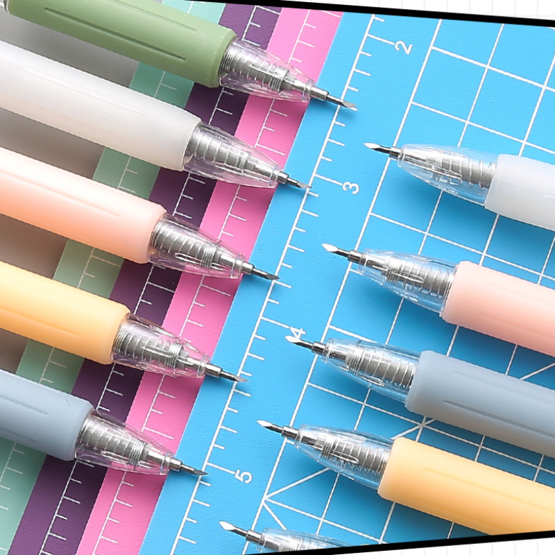 Morandi Color Pressing Pen Knife Student DIY Manual Cutting Paper Cutter Journal Tape Paper Cutting Art Knife
