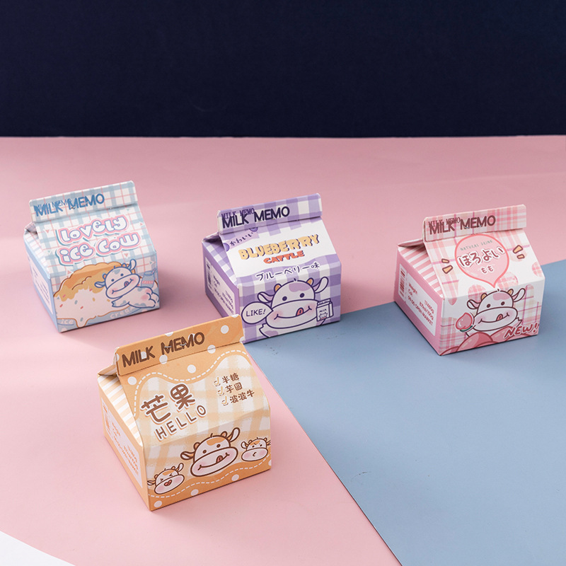 Creative Cartoon Milk Box Extraction Note Paper Girl Heart Pink Note Sticker Sticky Notes Stationery Notepad