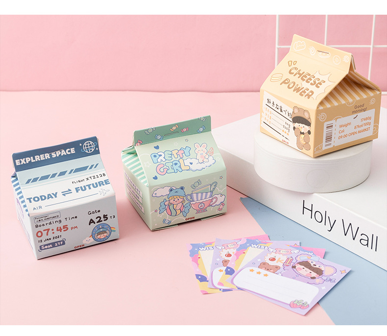 Creative Cartoon Milk Box Extraction Note Paper Girl Heart Pink Note Sticker Sticky Notes Stationery Notepad Creative Cartoon Milk Box Extraction Note Paper Girl Heart Pink Note Sticker Sticky Notes Stationery Notepad