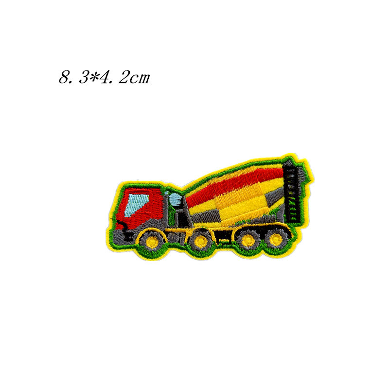 Fashion Cartoon Engineering Vehicle Excavator Embroidered Cloth Stickers Car Patch Accessories Decorative Sticker Patch Spot