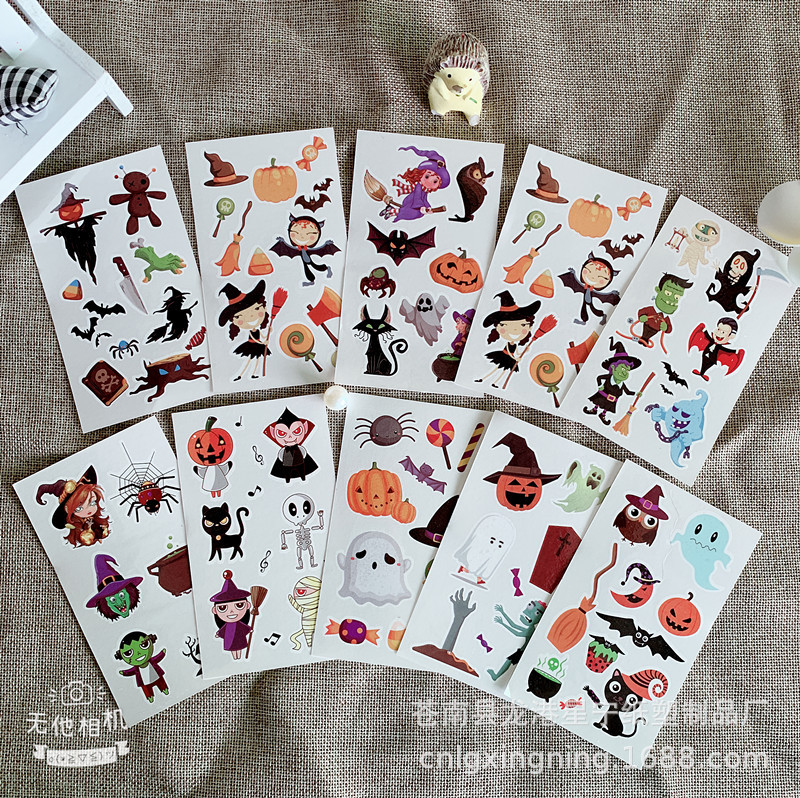 CrossBorder Halloween Tattoo Sticker Pumpkin Funny Cartoon Fun Children Disposable Tattoo Sticker Paper in Stock Whole