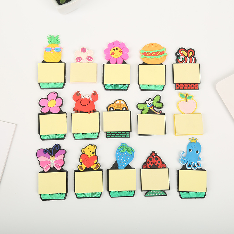 Creative PVC Soft Glue Notepad Note Sticker Cartoon Fruit Sticky Notes Post-It Notes Refridgerator Magnets Message Book Wholesale