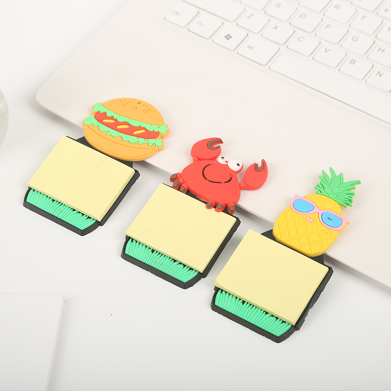 Creative PVC Soft Glue Notepad Note Sticker Cartoon Fruit Sticky Notes Post-It Notes Refridgerator Magnets Message Book Wholesale