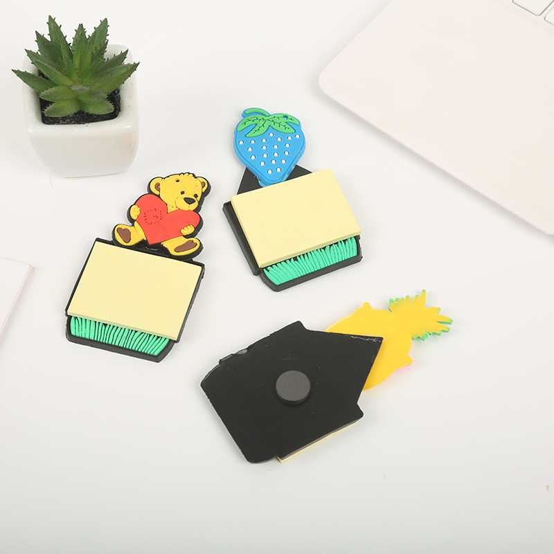 Creative PVC Soft Glue Notepad Note Sticker Cartoon Fruit Sticky Notes Post-It Notes Refridgerator Magnets Message Book Wholesale