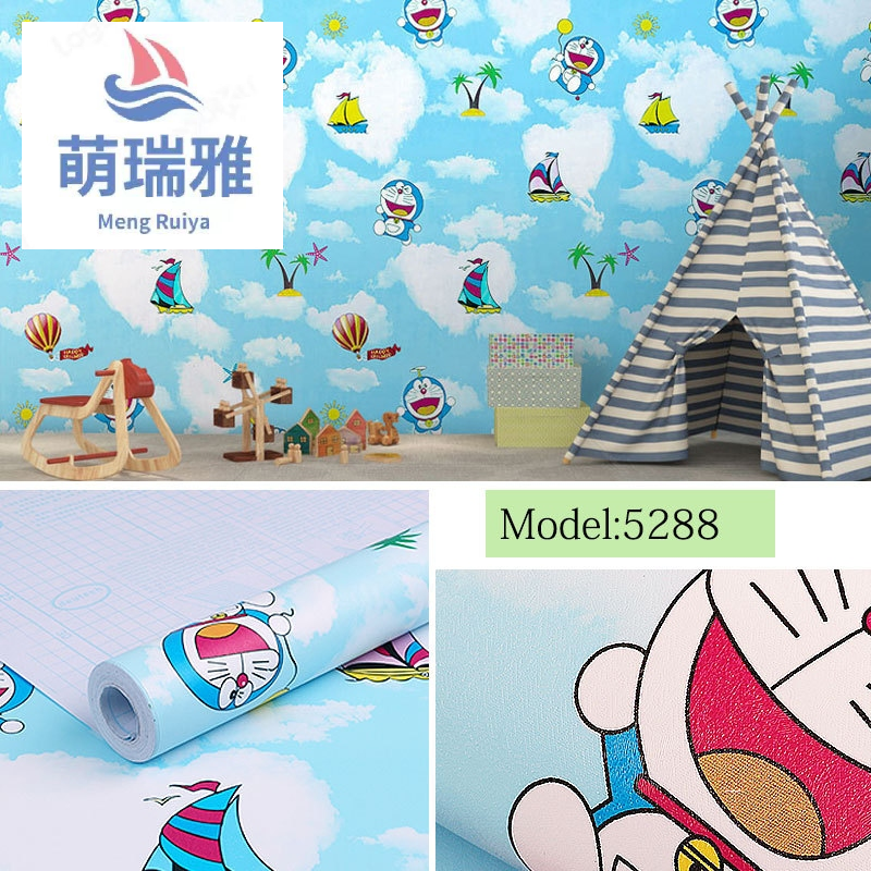 Mengruiya Wallpaper Self-Adhesive Wallpaper Thickened PVC Waterproof Stickers Children Cartoon Bedroom Background Wall Sticker Manufacturer