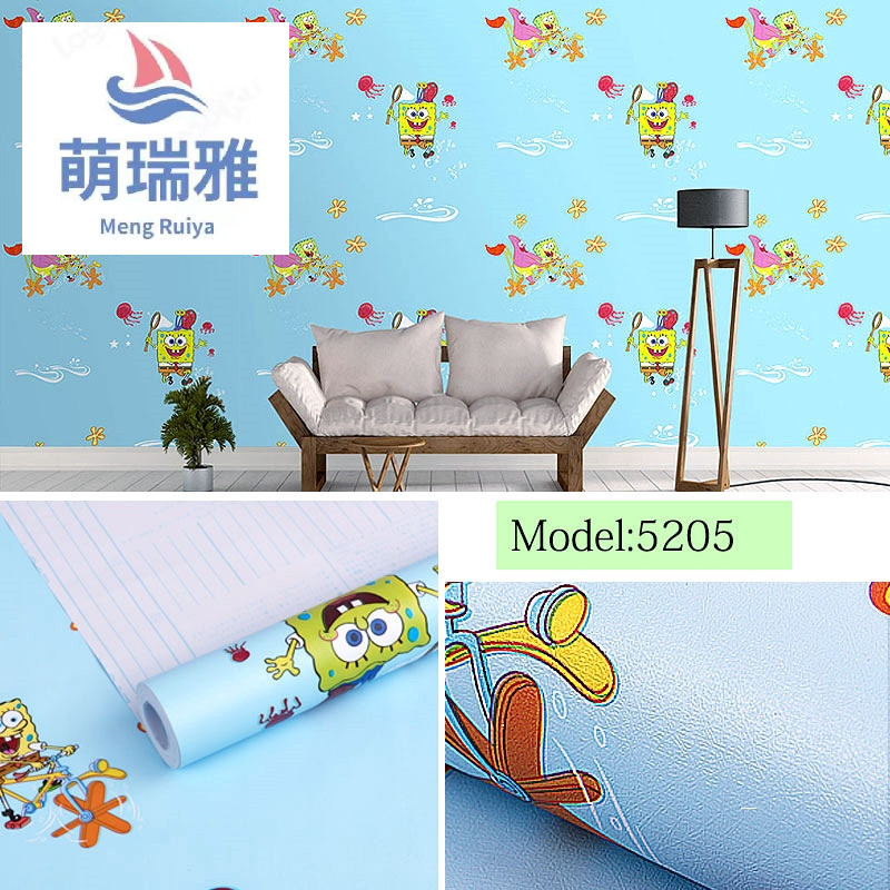 Mengruiya Wallpaper Self-Adhesive Wallpaper Thickened PVC Waterproof Stickers Children Cartoon Bedroom Background Wall Sticker Manufacturer