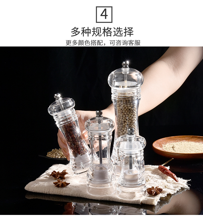 Acrylic Ceramic Kitchen Grinder Pepper Spice Mill Bottle Spice Jar Mill Bottle Kitchen Gadget