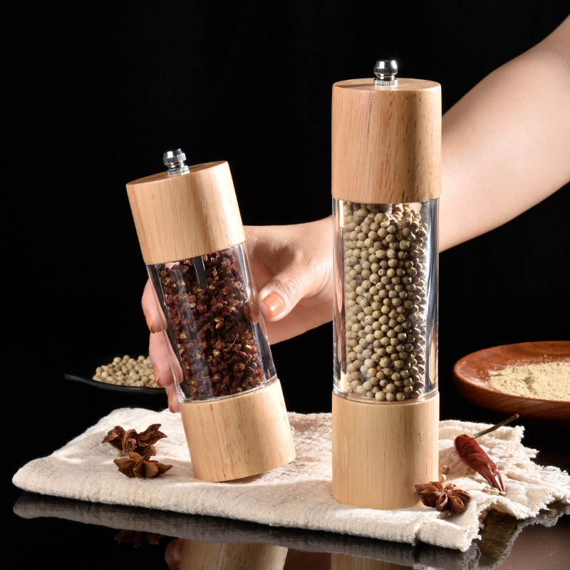 Oak Acrylic Pepper Grinder Manual Pulverizer Pepper Peppercorn Grinder Grinder Kitchen Gadget