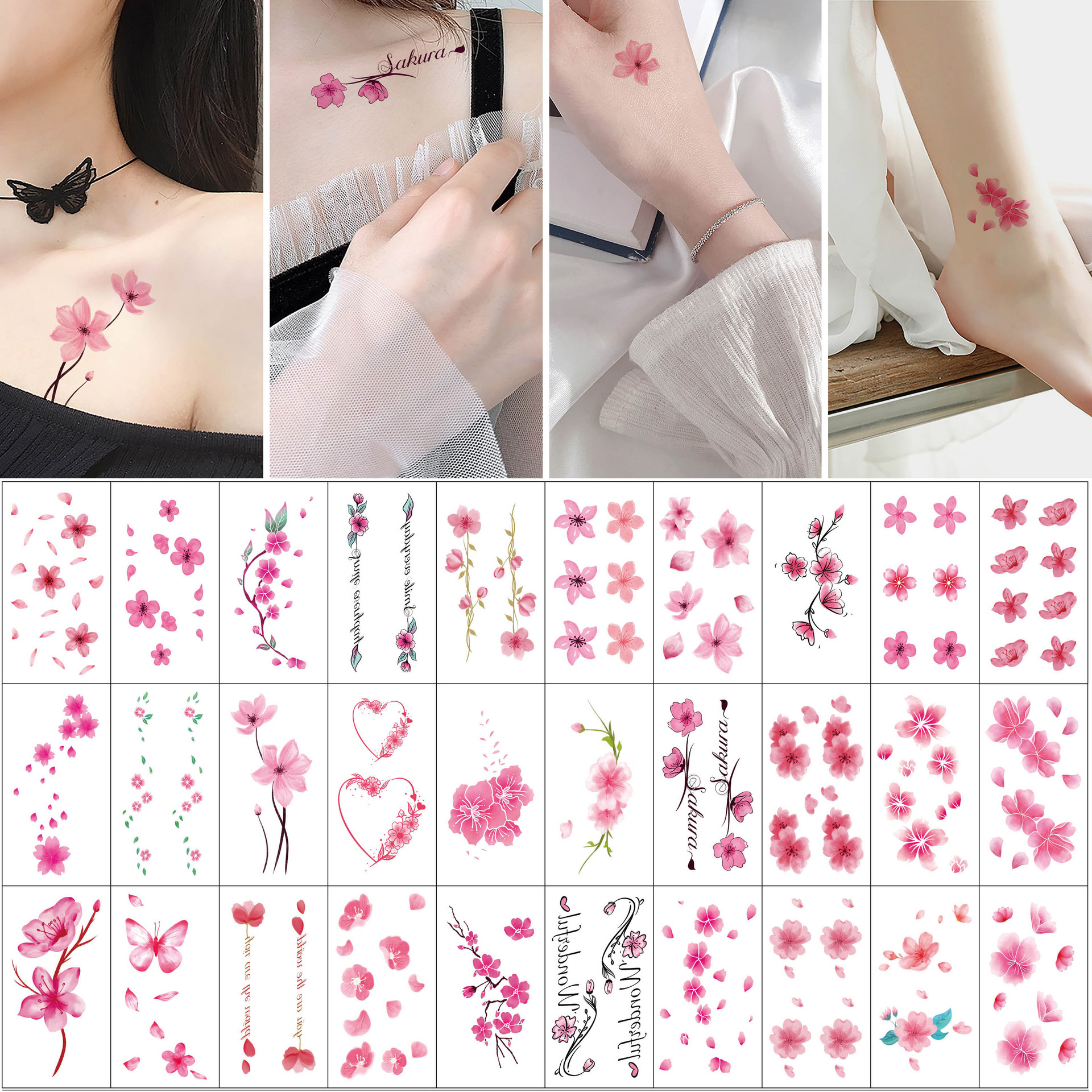 Wholesale Fresh Tattoo Sticker Korean Tattoo Flower Eyebrow Butterfly English Cartoon XINGX Tattoo Stickers Custom