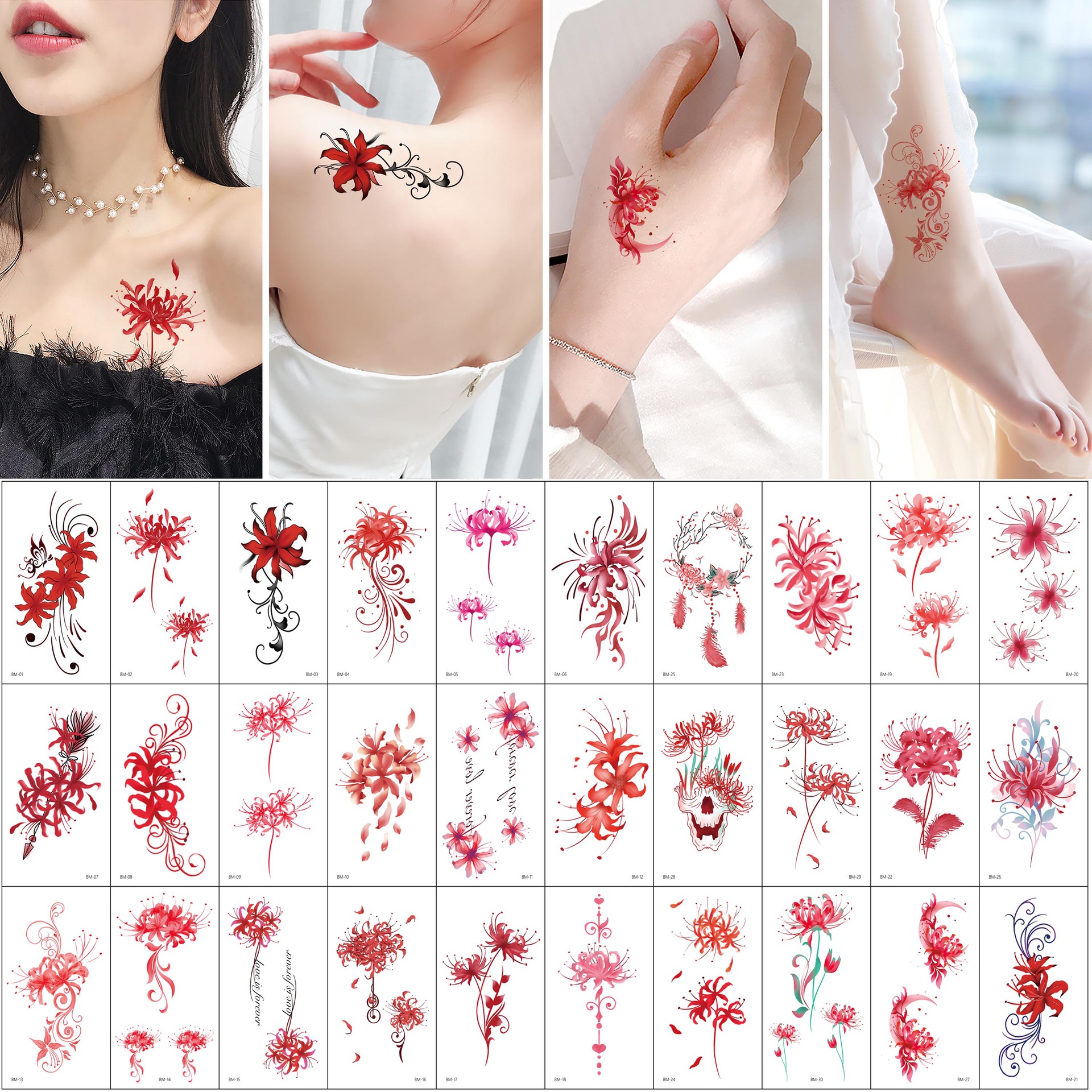 Wholesale Fresh Tattoo Sticker Korean Tattoo Flower Eyebrow Butterfly English Cartoon XINGX Tattoo Stickers Custom