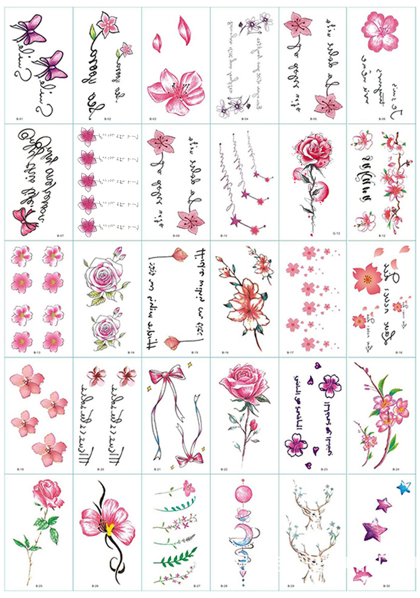 Wholesale Fresh Tattoo Sticker Korean Tattoo Flower Eyebrow Butterfly English Cartoon XINGX Tattoo Stickers Custom Wholesale Fresh Tattoo Sticker Korean Tattoo Flower Eyebrow Butterfly English Cartoon XINGX Tattoo Stickers Custom