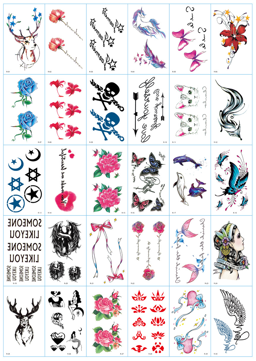Wholesale Fresh Tattoo Sticker Korean Tattoo Flower Eyebrow Butterfly English Cartoon XINGX Tattoo Stickers Custom Wholesale Fresh Tattoo Sticker Korean Tattoo Flower Eyebrow Butterfly English Cartoon XINGX Tattoo Stickers Custom