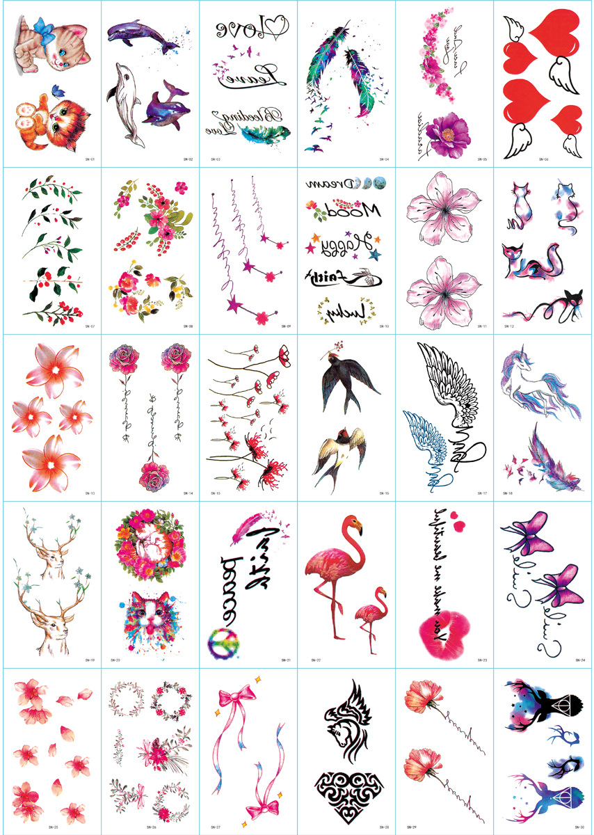 Wholesale Fresh Tattoo Sticker Korean Tattoo Flower Eyebrow Butterfly English Cartoon XINGX Tattoo Stickers Custom Wholesale Fresh Tattoo Sticker Korean Tattoo Flower Eyebrow Butterfly English Cartoon XINGX Tattoo Stickers Custom