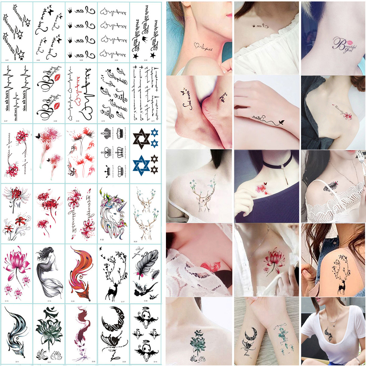 Wholesale Fresh Tattoo Sticker Korean Tattoo Flower Eyebrow Butterfly English Cartoon XINGX Tattoo Stickers Custom