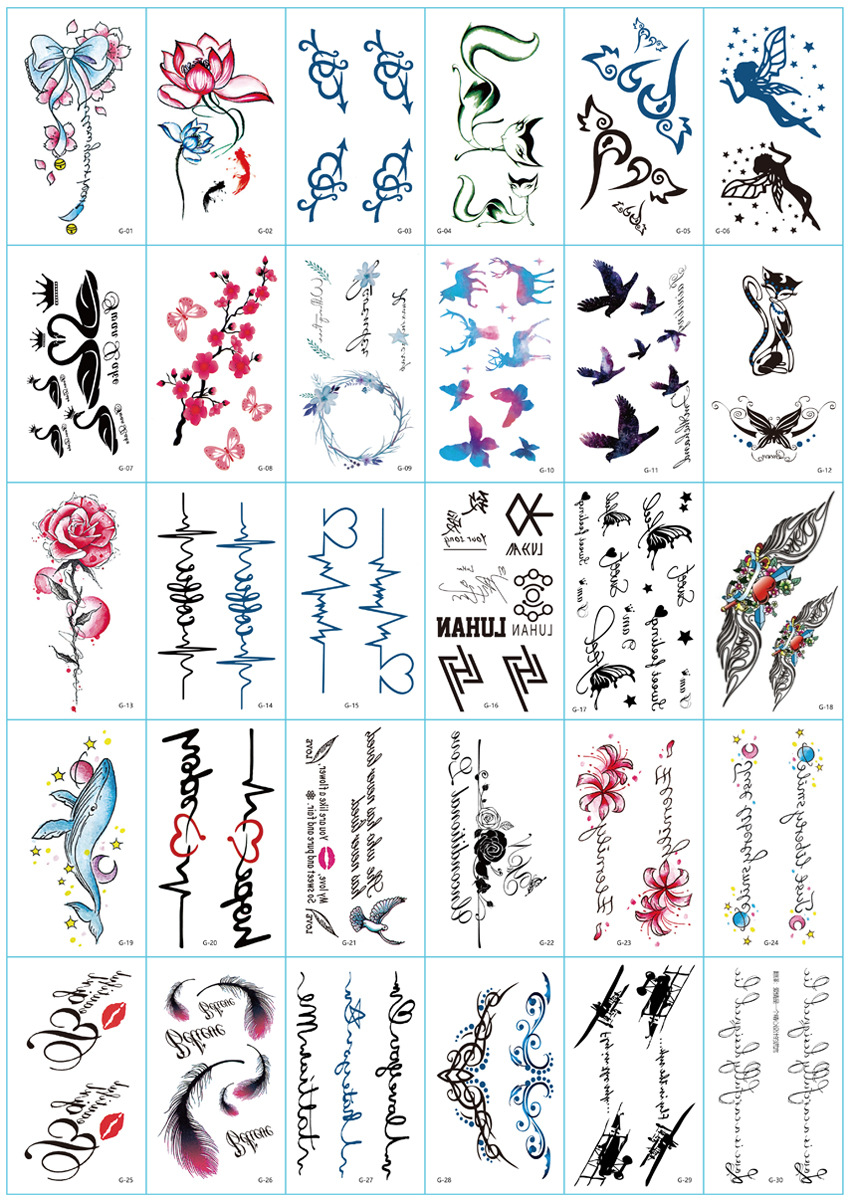 Wholesale Fresh Tattoo Sticker Korean Tattoo Flower Eyebrow Butterfly English Cartoon XINGX Tattoo Stickers Custom Wholesale Fresh Tattoo Sticker Korean Tattoo Flower Eyebrow Butterfly English Cartoon XINGX Tattoo Stickers Custom