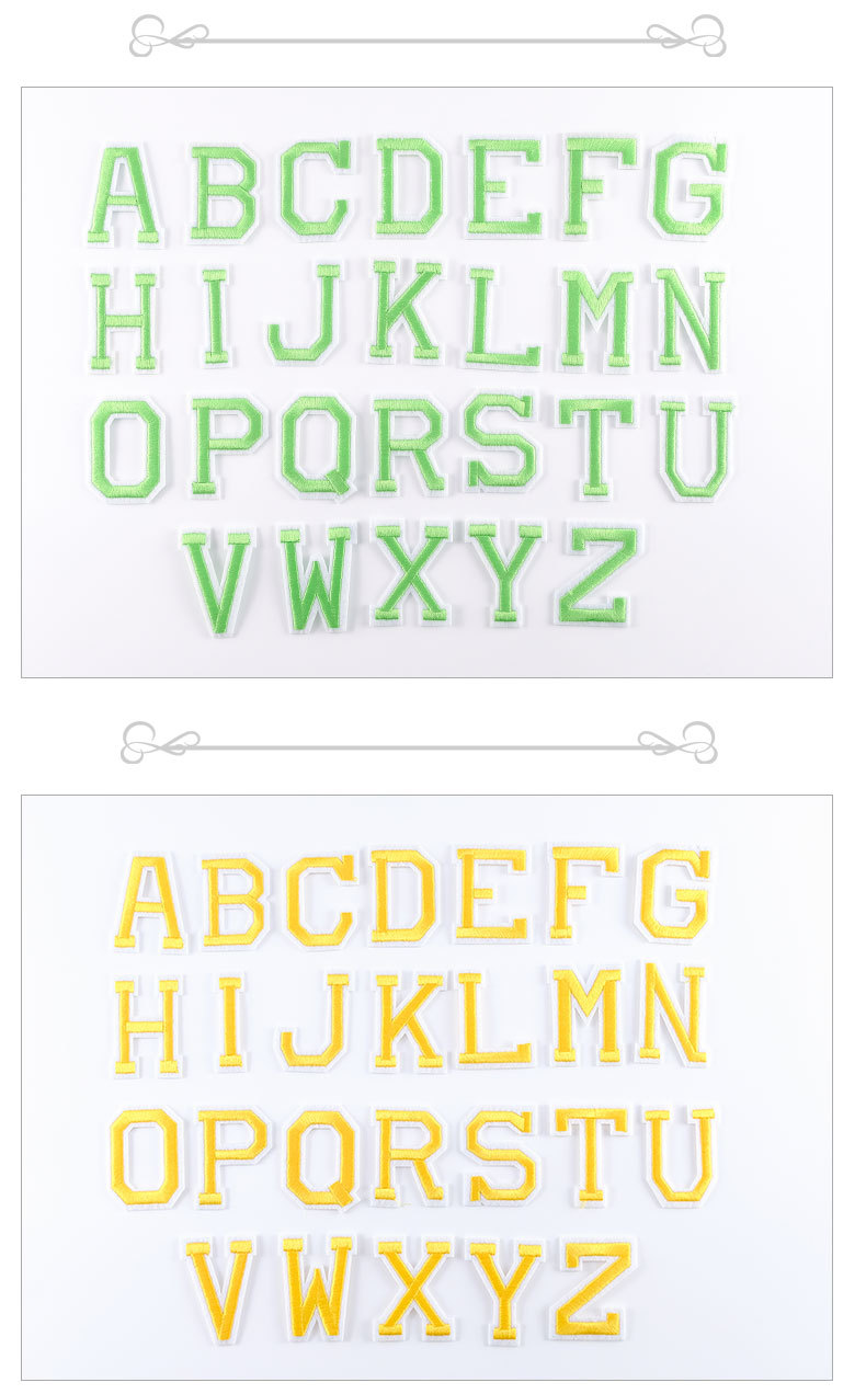 Ironing 26 Letters Cloth Sticker Tide Brand Clothing Accessories Towel Embroidered Badge Custom Cartoon Embroidery Patch Ironing 26 Letters Cloth Sticker Tide Brand Clothing Accessories Towel Embroidered Badge Custom Cartoon Embroidery Patch