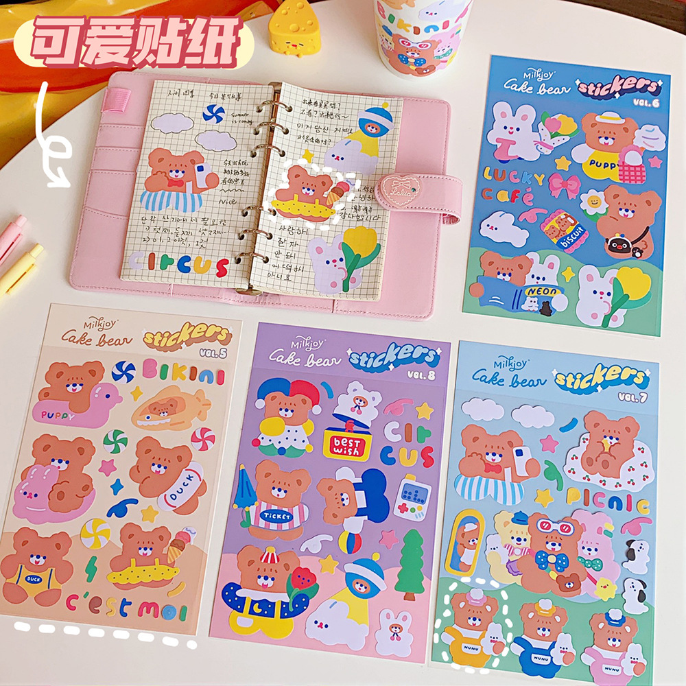 Korean Ins Style Cute Cartoon Sweet Bear Notebook DIY Sealing Paste Mobile Phone Notebook Water Cup Decorative Sticker Korean Ins Style Cute Cartoon Sweet Bear Notebook DIY Sealing Paste Mobile Phone Notebook Water Cup Decorative Sticker