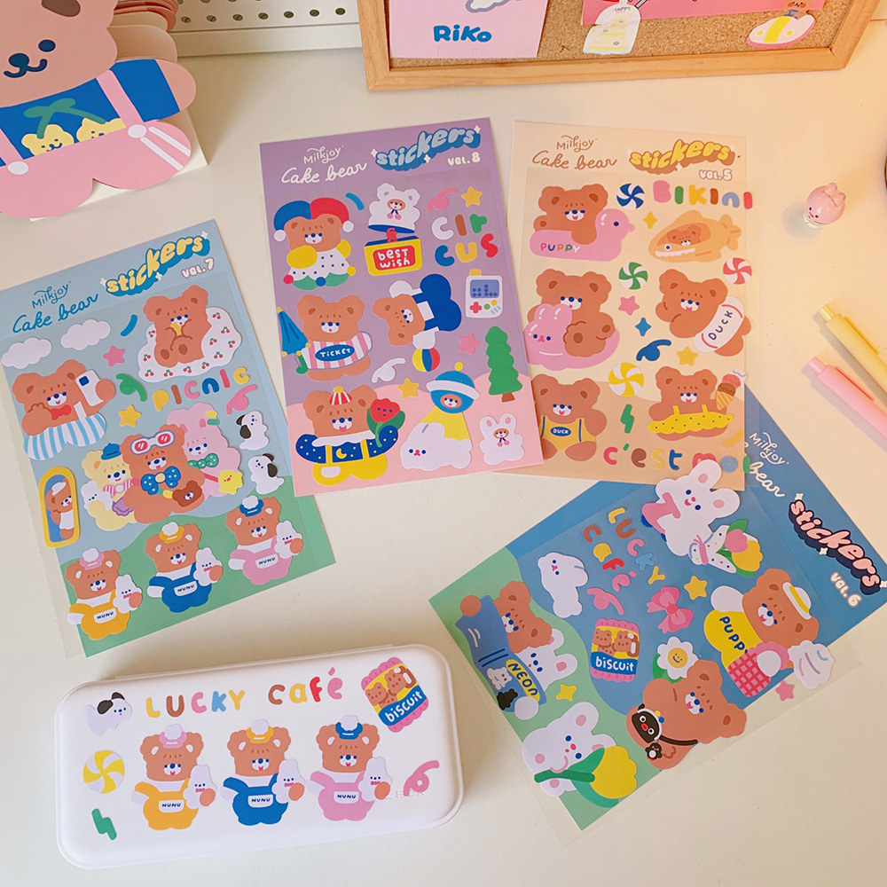 Korean Ins Style Cute Cartoon Sweet Bear Notebook DIY Sealing Paste Mobile Phone Notebook Water Cup Decorative Sticker Korean Ins Style Cute Cartoon Sweet Bear Notebook DIY Sealing Paste Mobile Phone Notebook Water Cup Decorative Sticker