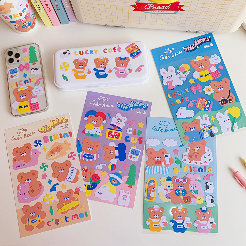 Korean Ins Style Cute Cartoon Sweet Bear Notebook DIY Sealing Paste Mobile Phone Notebook Water Cup Decorative Sticker Korean Ins Style Cute Cartoon Sweet Bear Notebook DIY Sealing Paste Mobile Phone Notebook Water Cup Decorative Sticker