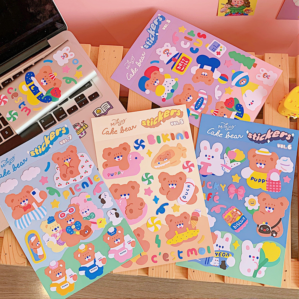Korean Ins Style Cute Cartoon Sweet Bear Notebook DIY Sealing Paste Mobile Phone Notebook Water Cup Decorative Sticker Korean Ins Style Cute Cartoon Sweet Bear Notebook DIY Sealing Paste Mobile Phone Notebook Water Cup Decorative Sticker