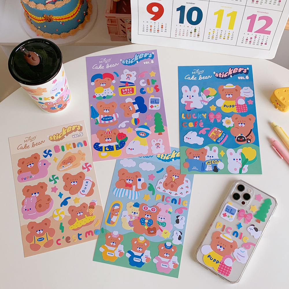 Korean Ins Style Cute Cartoon Sweet Bear Notebook DIY Sealing Paste Mobile Phone Notebook Water Cup Decorative Sticker Korean Ins Style Cute Cartoon Sweet Bear Notebook DIY Sealing Paste Mobile Phone Notebook Water Cup Decorative Sticker