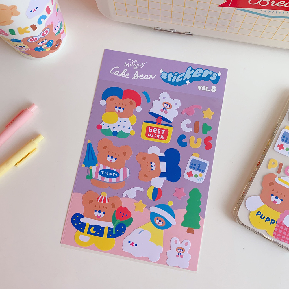 Korean Ins Style Cute Cartoon Sweet Bear Notebook DIY Sealing Paste Mobile Phone Notebook Water Cup Decorative Sticker Korean Ins Style Cute Cartoon Sweet Bear Notebook DIY Sealing Paste Mobile Phone Notebook Water Cup Decorative Sticker