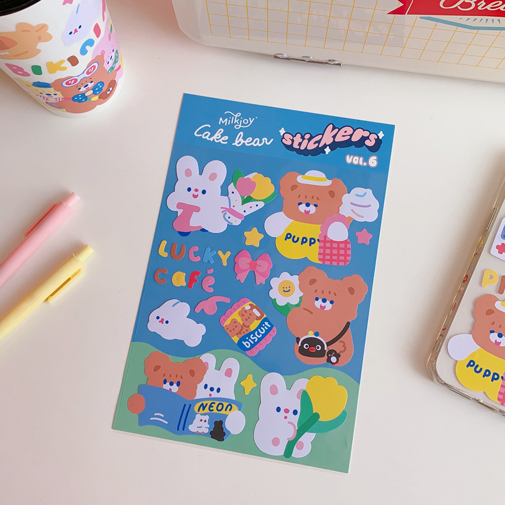 Korean Ins Style Cute Cartoon Sweet Bear Notebook DIY Sealing Paste Mobile Phone Notebook Water Cup Decorative Sticker Korean Ins Style Cute Cartoon Sweet Bear Notebook DIY Sealing Paste Mobile Phone Notebook Water Cup Decorative Sticker