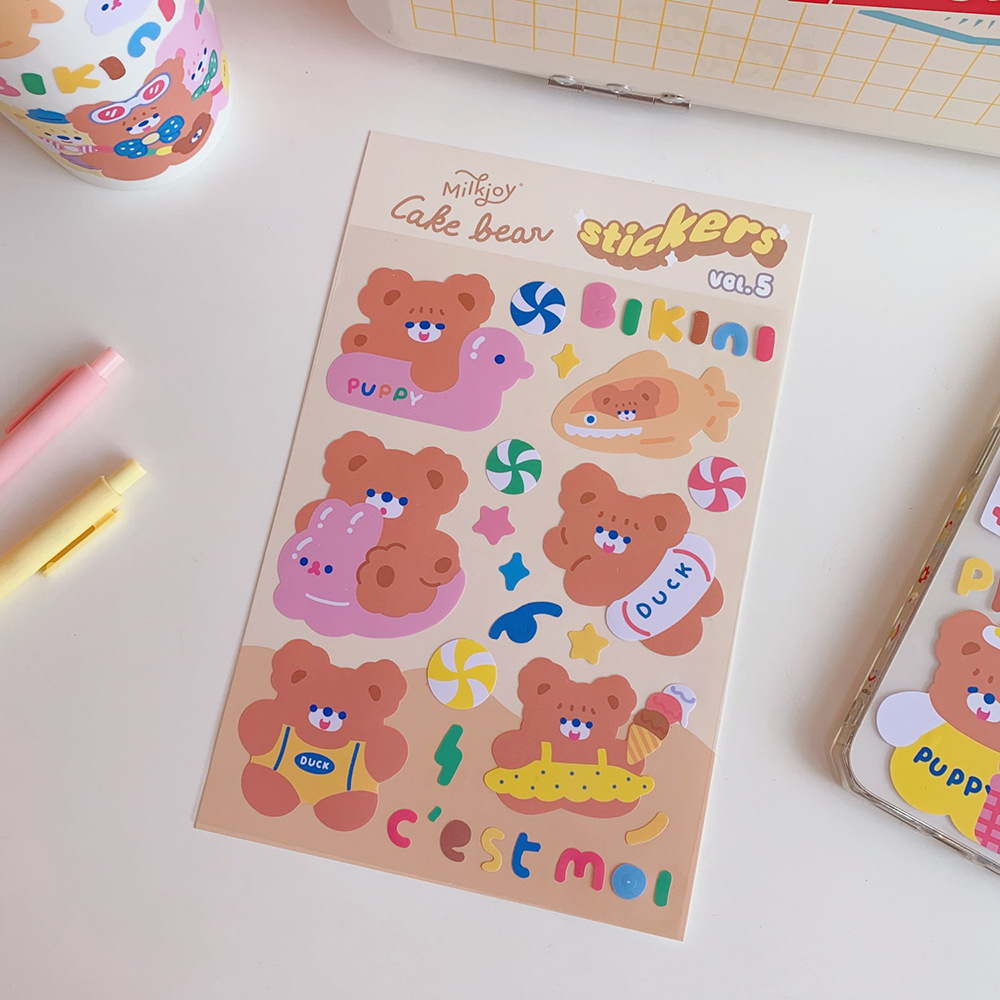 Korean Ins Style Cute Cartoon Sweet Bear Notebook DIY Sealing Paste Mobile Phone Notebook Water Cup Decorative Sticker Korean Ins Style Cute Cartoon Sweet Bear Notebook DIY Sealing Paste Mobile Phone Notebook Water Cup Decorative Sticker