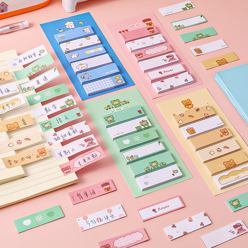 Cartoon Ins Sticky Notes Student Multi-Function Mark Classification Index Stickers Office Message-Leaving Note N Times Sticker Notepad