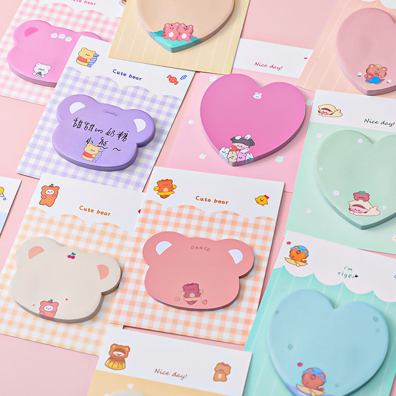 Cartoon Love Cute Pet Sticky Notes Student Ins Girl Heart Note Sticker Message-Leaving Memo Can Be Pasted Note Pad