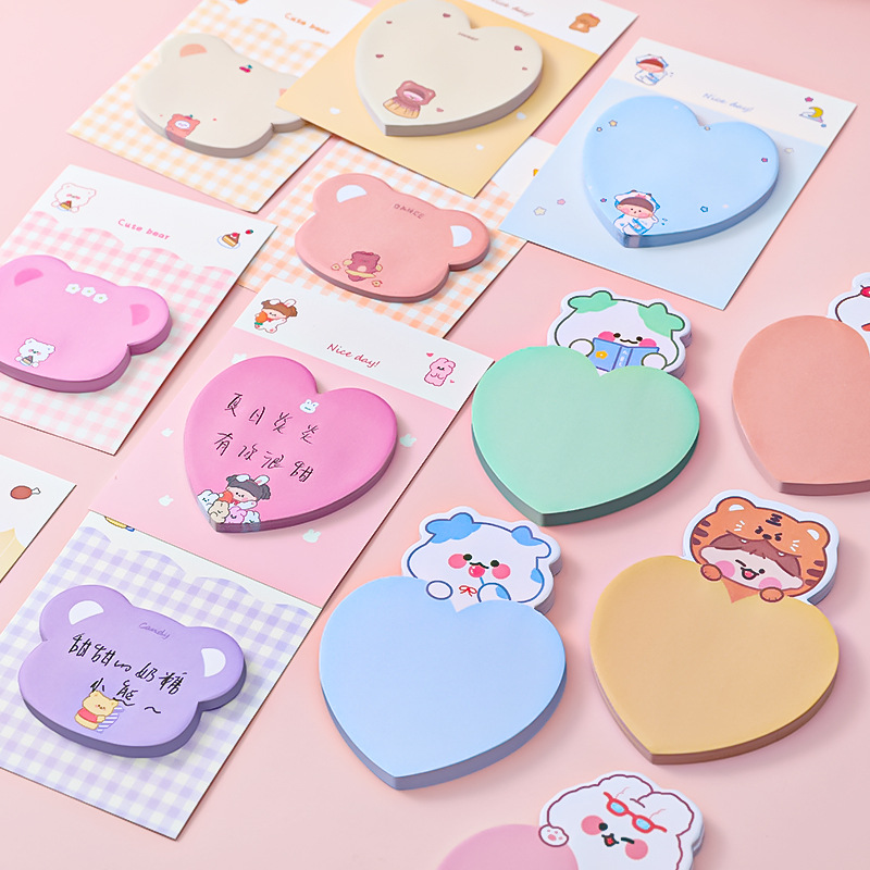 Cartoon Love Cute Pet Sticky Notes Student Ins Girl Heart Note Sticker Message-Leaving Memo Can Be Pasted Note Pad