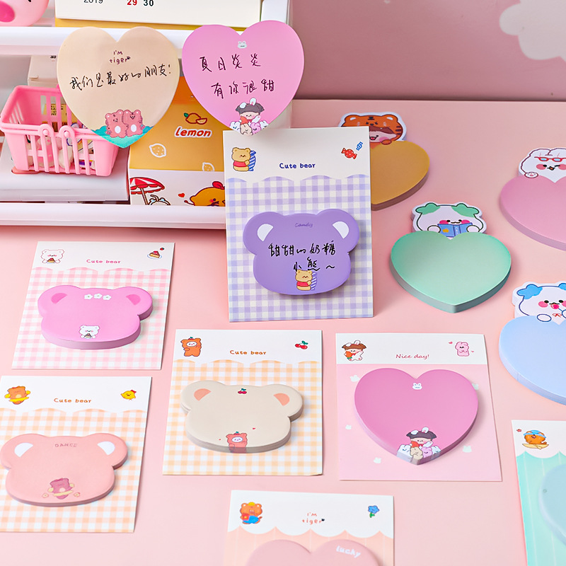 Cartoon Love Cute Pet Sticky Notes Student Ins Girl Heart Note Sticker Message-Leaving Memo Can Be Pasted Note Pad