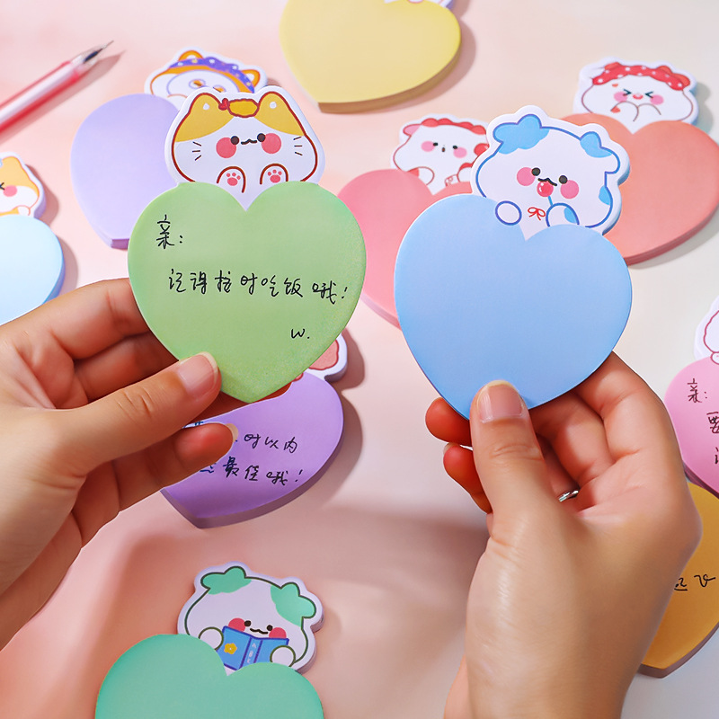 Cartoon Love Cute Pet Sticky Notes Student Ins Girl Heart Note Sticker Message-Leaving Memo Can Be Pasted Note Pad