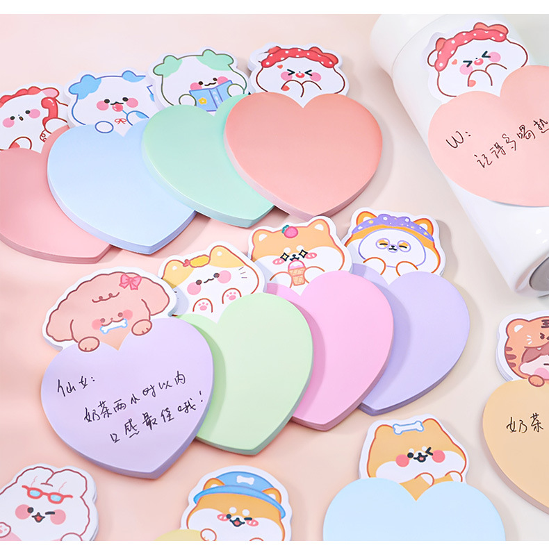 Cartoon Love Cute Pet Sticky Notes Student Ins Girl Heart Note Sticker Message-Leaving Memo Can Be Pasted Note Pad