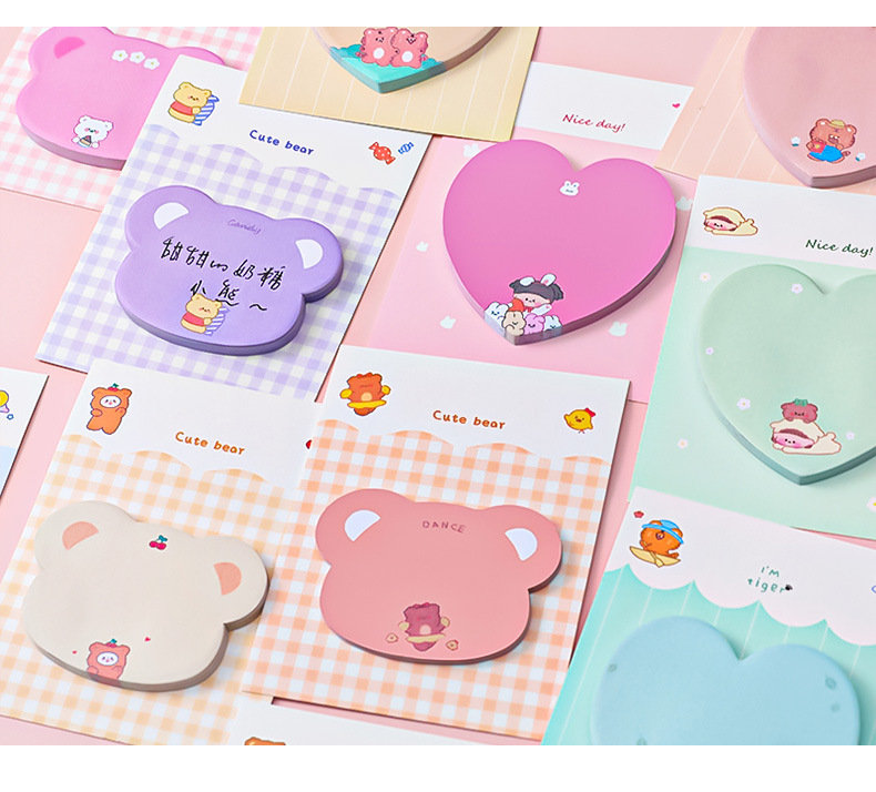Cartoon Love Cute Pet Sticky Notes Student Ins Girl Heart Note Sticker Message-Leaving Memo Can Be Pasted Note Pad