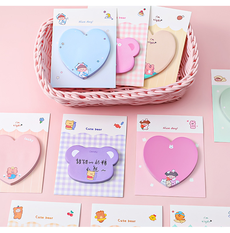 Cartoon Love Cute Pet Sticky Notes Student Ins Girl Heart Note Sticker Message-Leaving Memo Can Be Pasted Note Pad