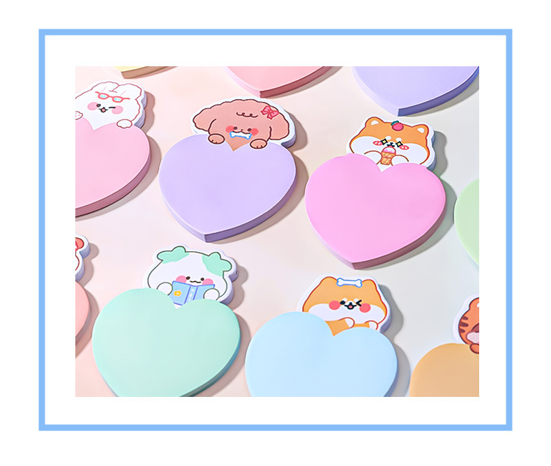 Cartoon Love Cute Pet Sticky Notes Student Ins Girl Heart Note Sticker Message-Leaving Memo Can Be Pasted Note Pad