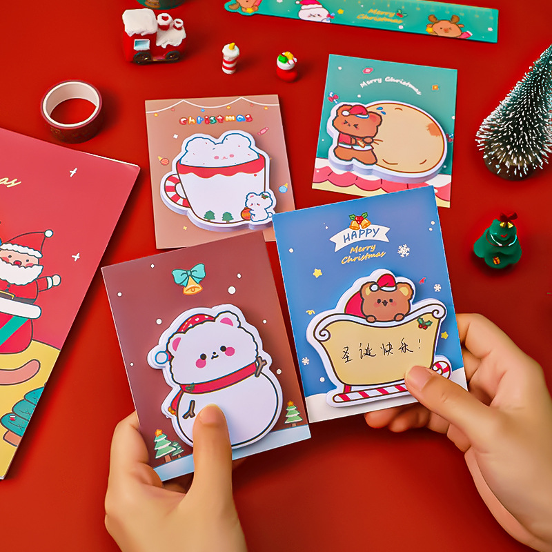 Hangsu Christmas Sticky Notes Student Message Memo Note Paper Special-Shaped Memo Note Sticker Can Be Pasted Note Pad