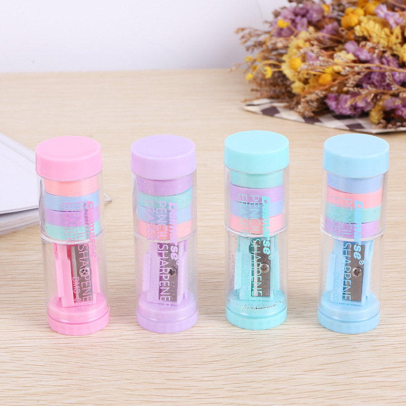 Pencil sharpener eraser combination of two combined public funds pen shaver wholesale