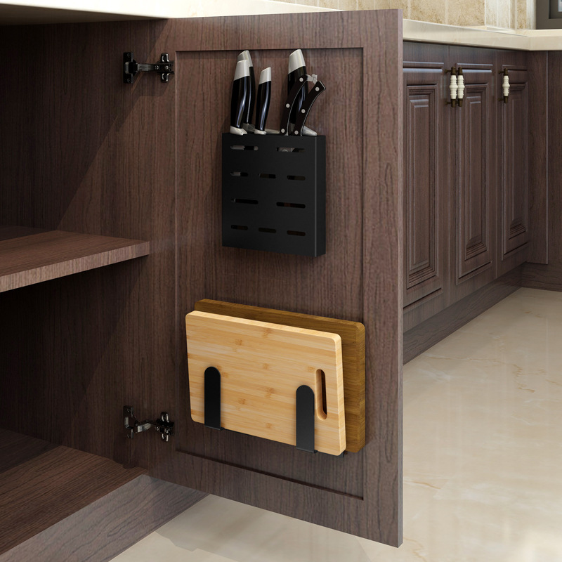 Punch-Free Kitchen Storage Rack Wall-Mounted Knife Rack Chopping Board Pot Cover Seasoning Jar Bowl Dish Seasoning Storage Rack Household Supplies