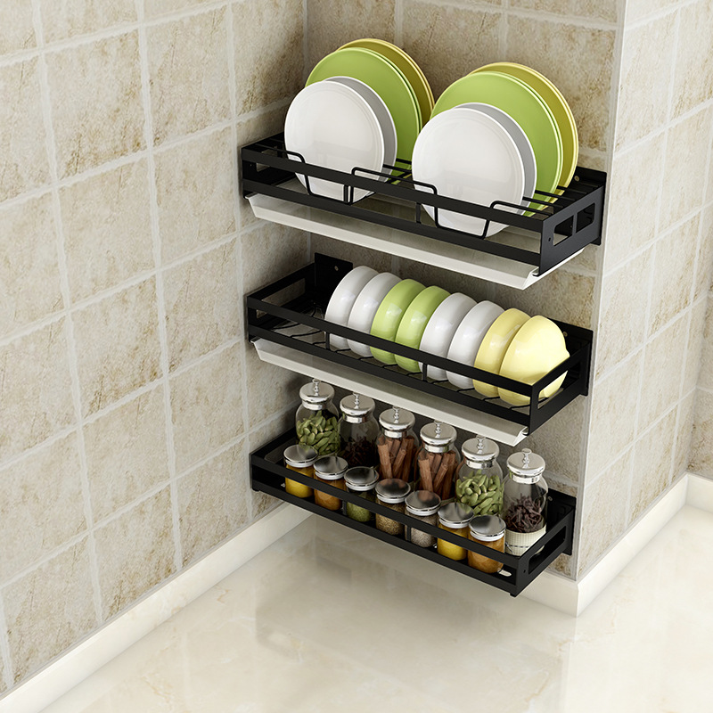 Punch-Free Kitchen Storage Rack Wall-Mounted Knife Rack Chopping Board Pot Cover Seasoning Jar Bowl Dish Seasoning Storage Rack Household Supplies