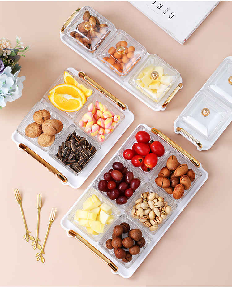 Light Luxury Glass Dustproof with Cover KTV Fruit Plate Nuts Packing Household Living Room Snacks Snack Dish Plastic Tray Light Luxury Glass Dustproof with Cover KTV Fruit Plate Nuts Packing Household Living Room Snacks Snack Dish Plastic Tray