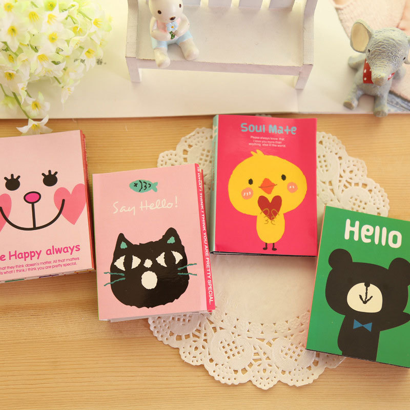 Korean Creative Small Animal Tear-off Sticky Note Note Paper 4 off Note Sticker Office Learning Stationery