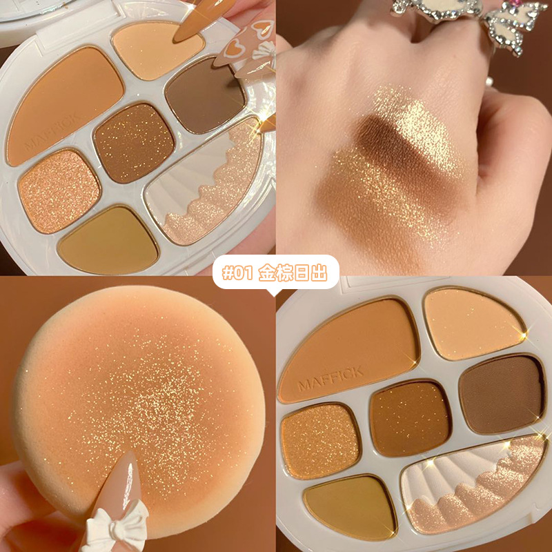 Nuomesi Amber Shell Earth Color Eye Shadow Plate Matte Shimmer Flash Repair Eye Shadow Makeup Palette Not Easy to Fly Pink