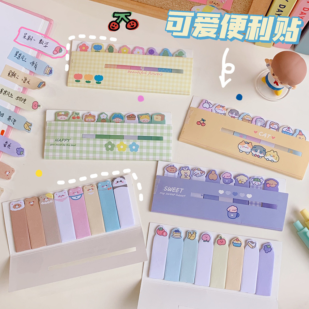 Cute Cartoon Good-looking Sticky Notes Girl Heart Student Stick Label Soft and Adorable Bear Portable Message Note Sticker