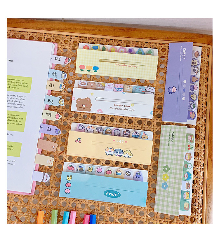 Cute Cartoon Good-looking Sticky Notes Girl Heart Student Stick Label Soft and Adorable Bear Portable Message Note Sticker