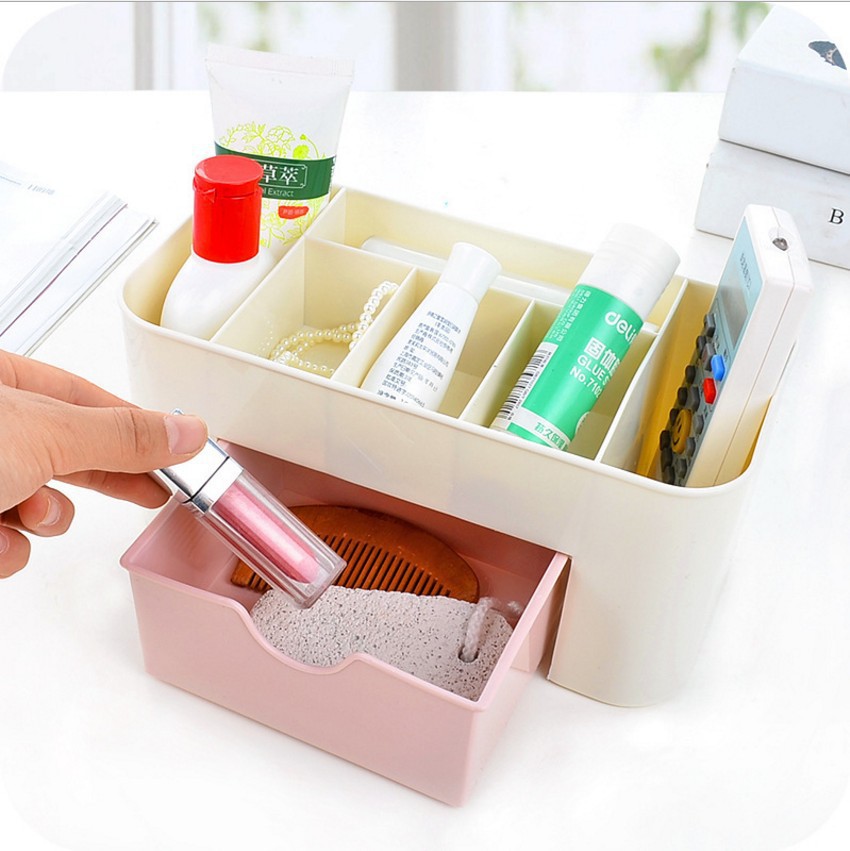 Drawer Type Cosmetic Case Dorm Organization Plastic Storage Box Cosmetics Skin Care Dresser Table Storage Box